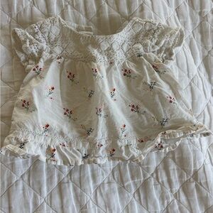 GAP White Baby Top with Floral Accents